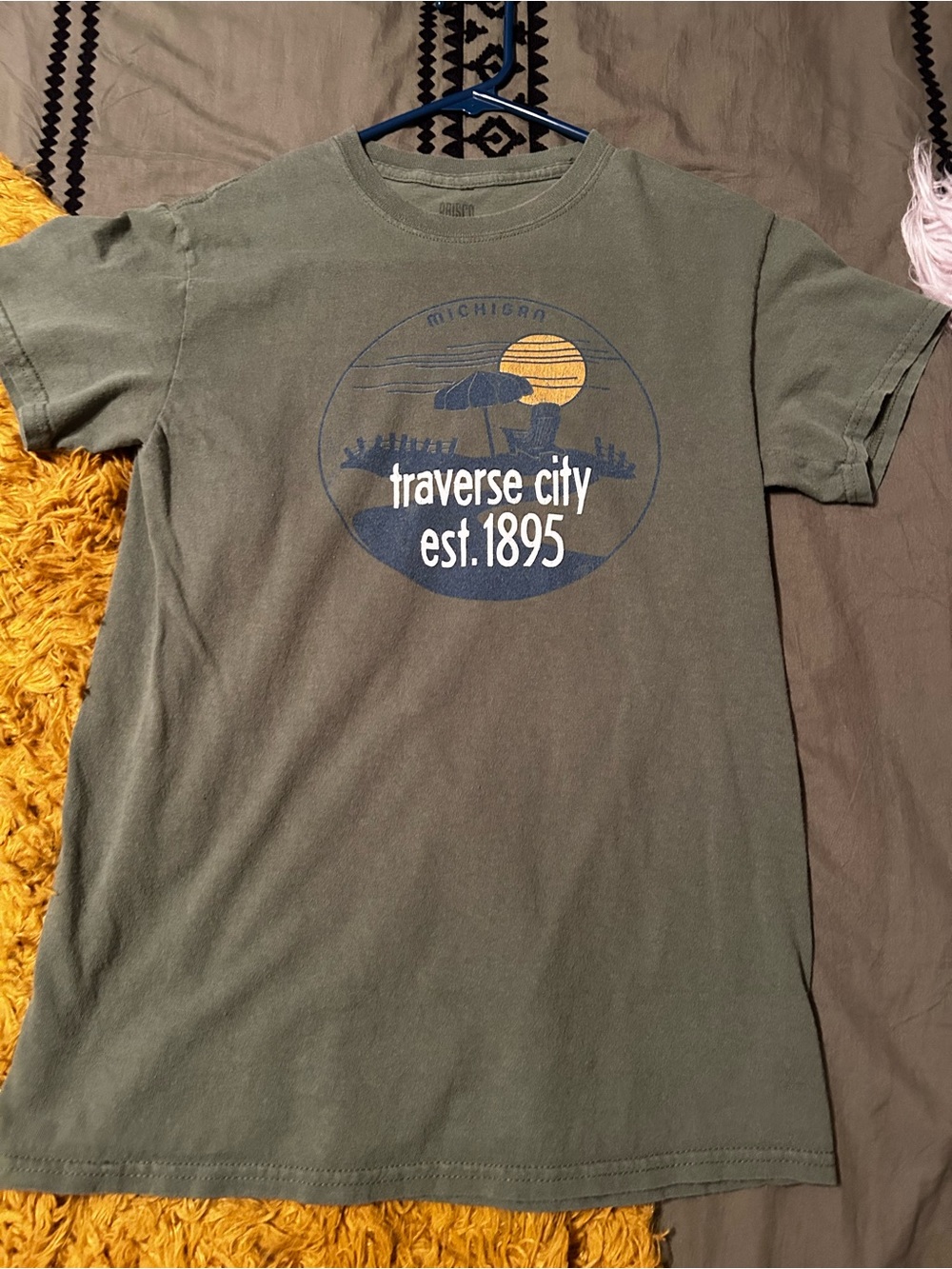 Brisco Brands Olive Green Traverse City Graphic Tee